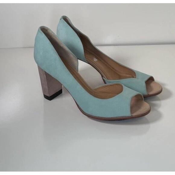 Masiero Suede Platform D'orsay, Mint Green Tan 11 wedding special occasion 81-02 - Picture 1 of 12